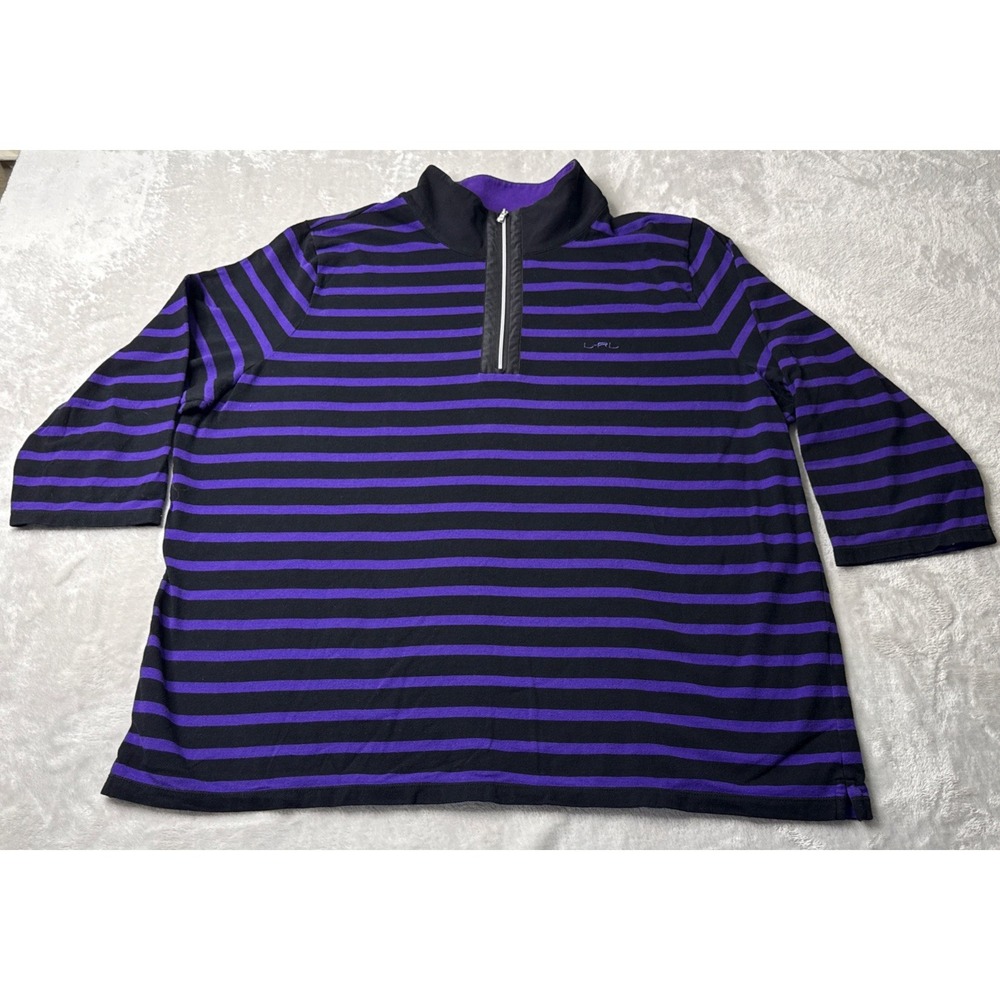 Lauren Ralph Lauren Active 3X Pullover Shirt Purple Black Striped 1/4 Zip Womens